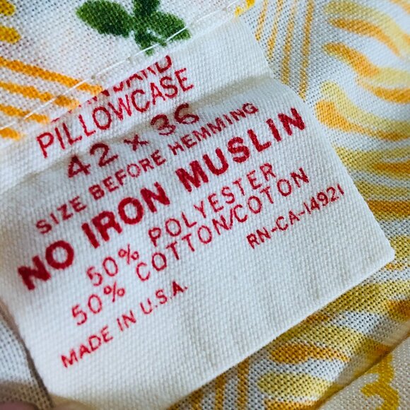 60s Yellow Roses Bouquet Pillowcase -SINGLE- Vintage Muslin Fabric Bedding - Picture 5 of 10